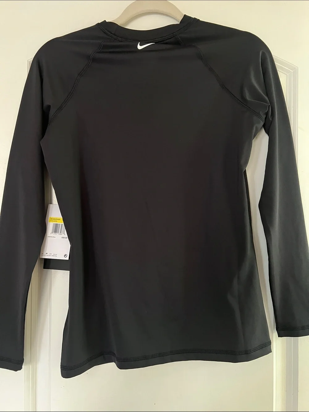 Nike Black Long-Sleeve Swim Top with Red-Accent Logo